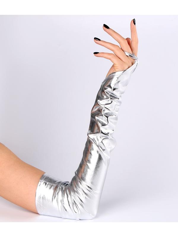 Карнавальный аксессуар перчатки-нарукавники, цвет серебро