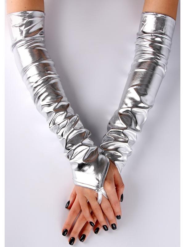 Карнавальный аксессуар перчатки-нарукавники, цвет серебро