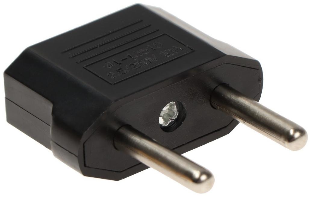 Переходник плоский, 6 А, 220 В, черный, 1шт.