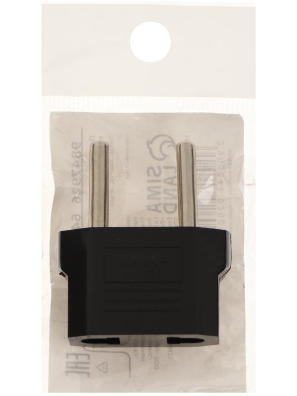 Переходник плоский, 6 А, 220 В, черный, 1шт.