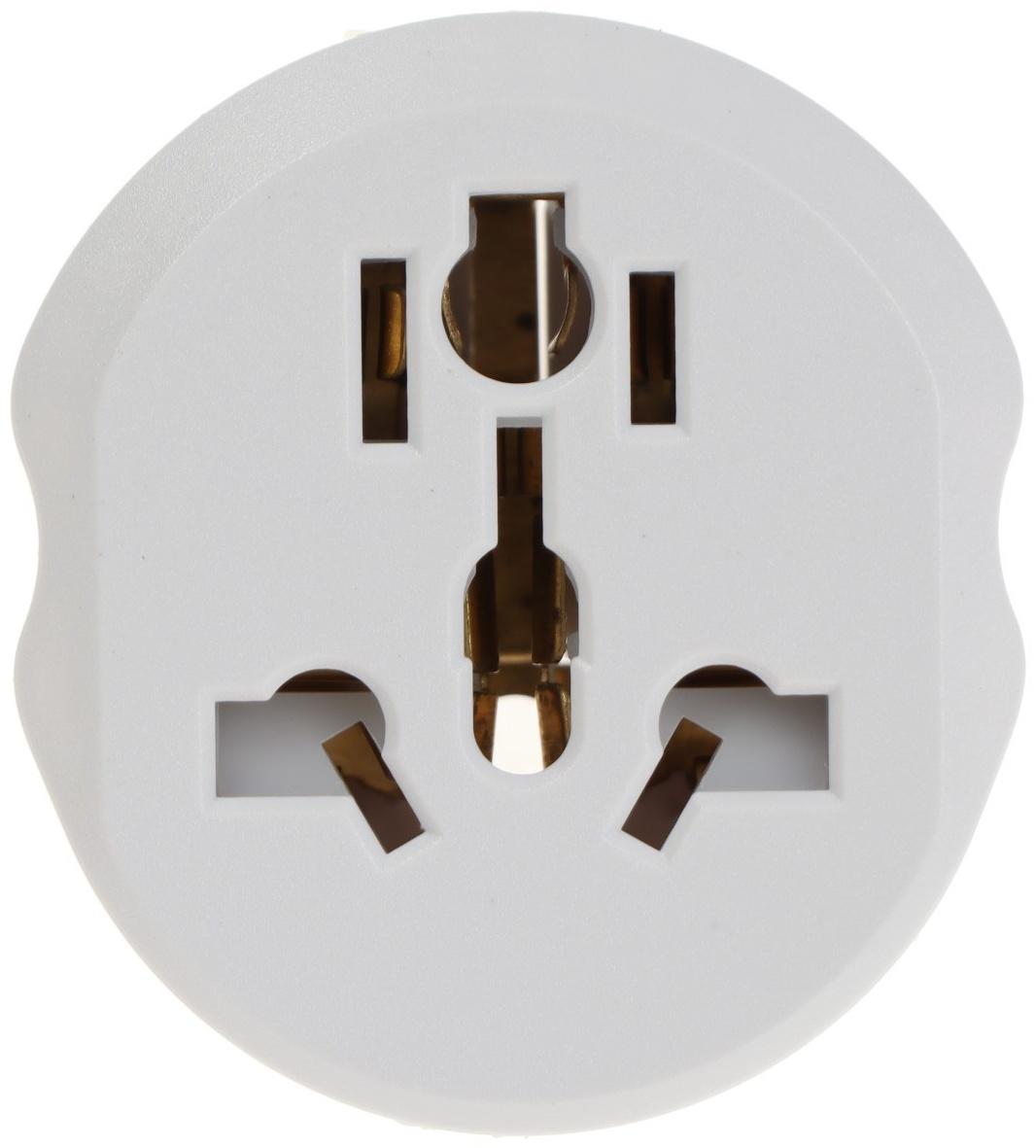 Переходник универсальный 16А, с з/к, 220 В, белый, заподлицо в розетку, 1шт.