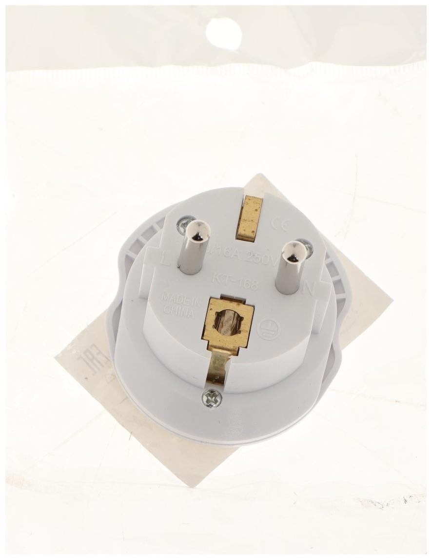 Переходник универсальный 16А, с з/к, 220 В, белый, заподлицо в розетку, 1шт.