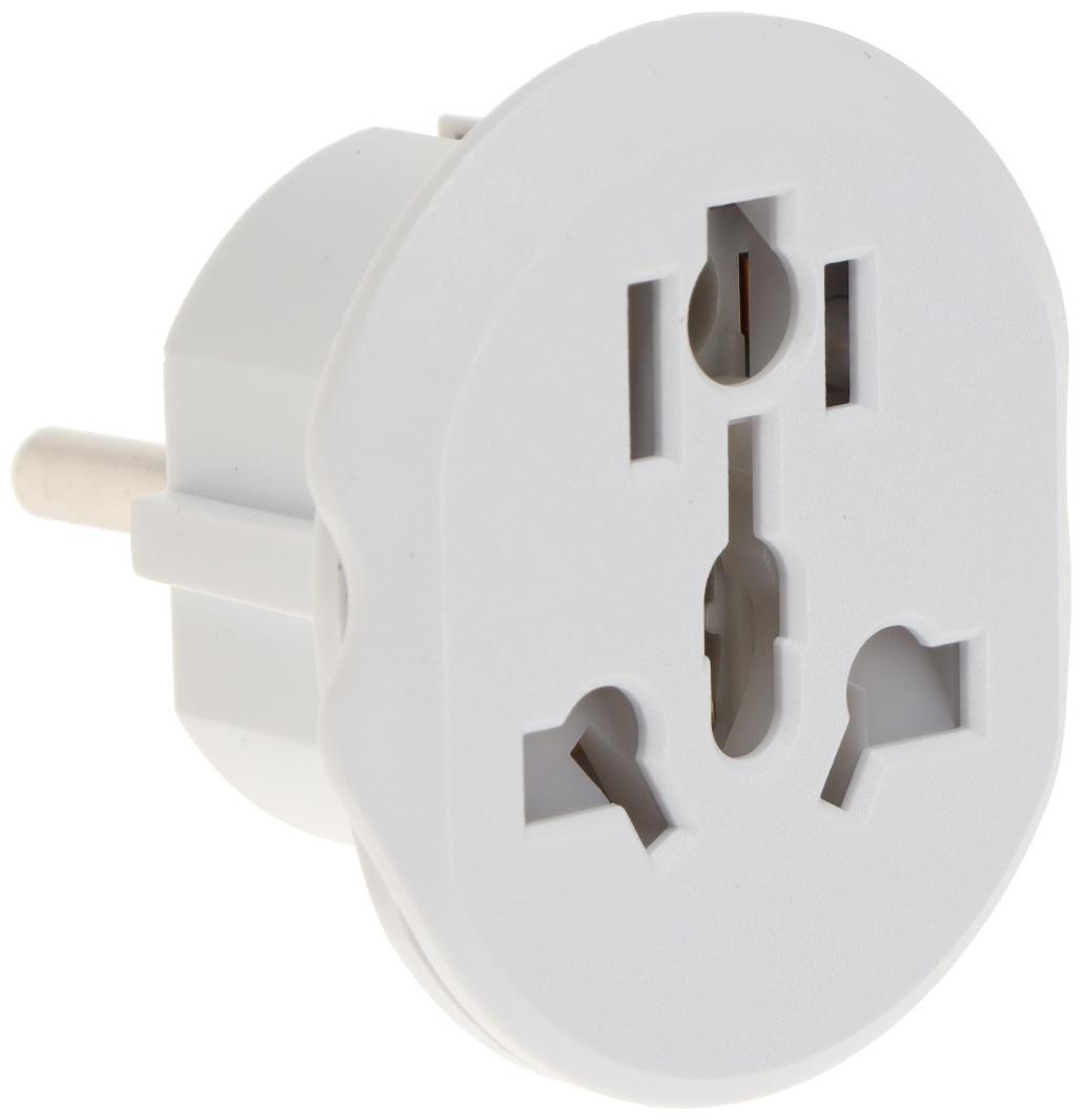 Переходник универсальный 16А, с з/к, 220 В, белый, заподлицо в розетку, 1шт.