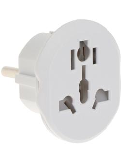 Переходник универсальный 16А, с з/к, 220 В, белый, заподлицо в розетку, 1шт.