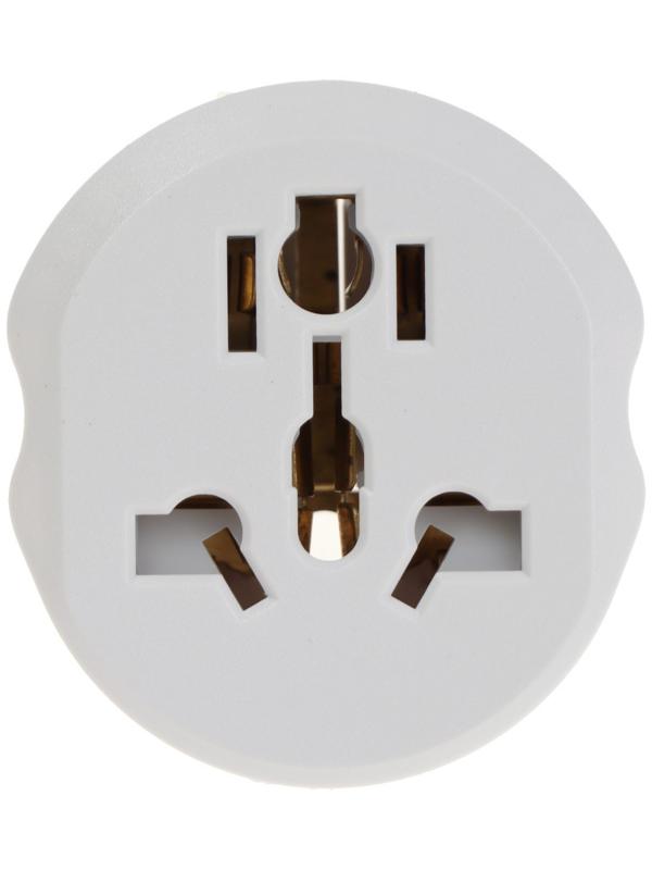 Переходник универсальный 16А, с з/к, 220 В, белый, заподлицо в розетку, 1шт.