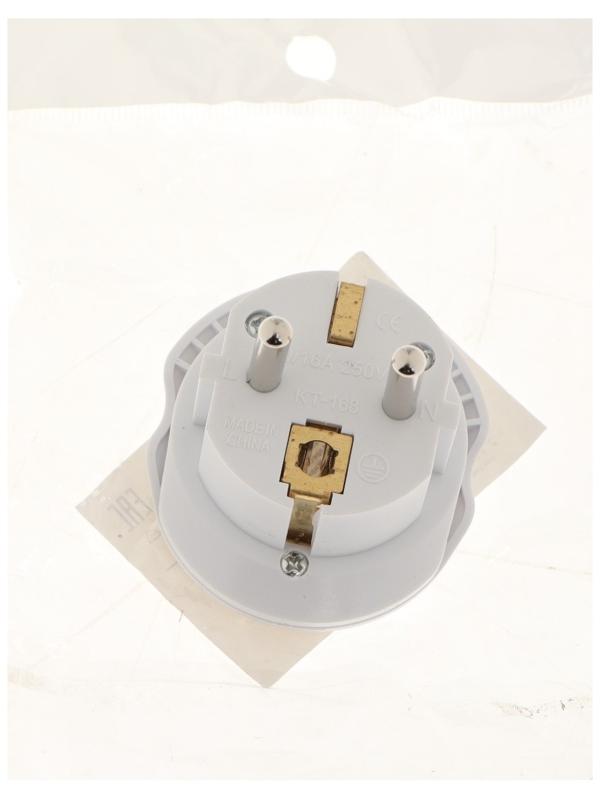 Переходник универсальный 16А, с з/к, 220 В, белый, заподлицо в розетку, 1шт.