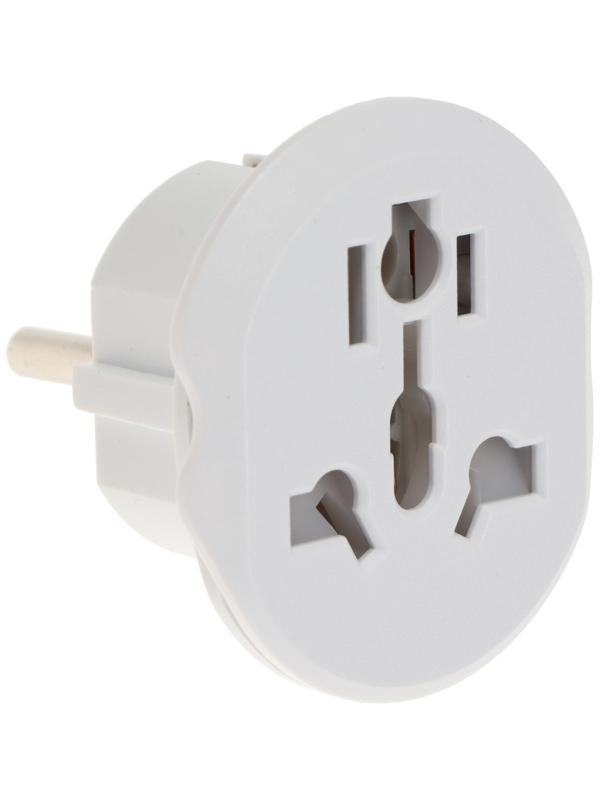 Переходник универсальный 16А, с з/к, 220 В, белый, заподлицо в розетку, 1шт.