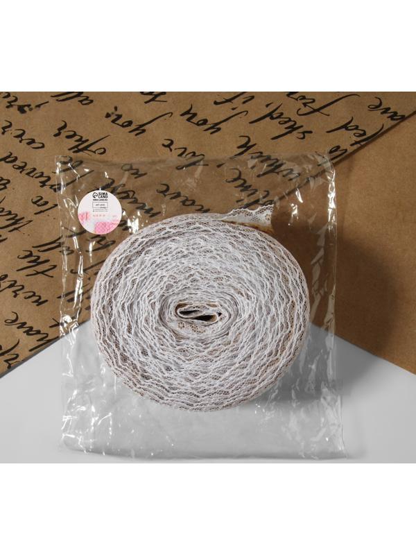 Лента из джута «Кружево», 40 мм, 4,5 ± 0,5 м, цвет белый
