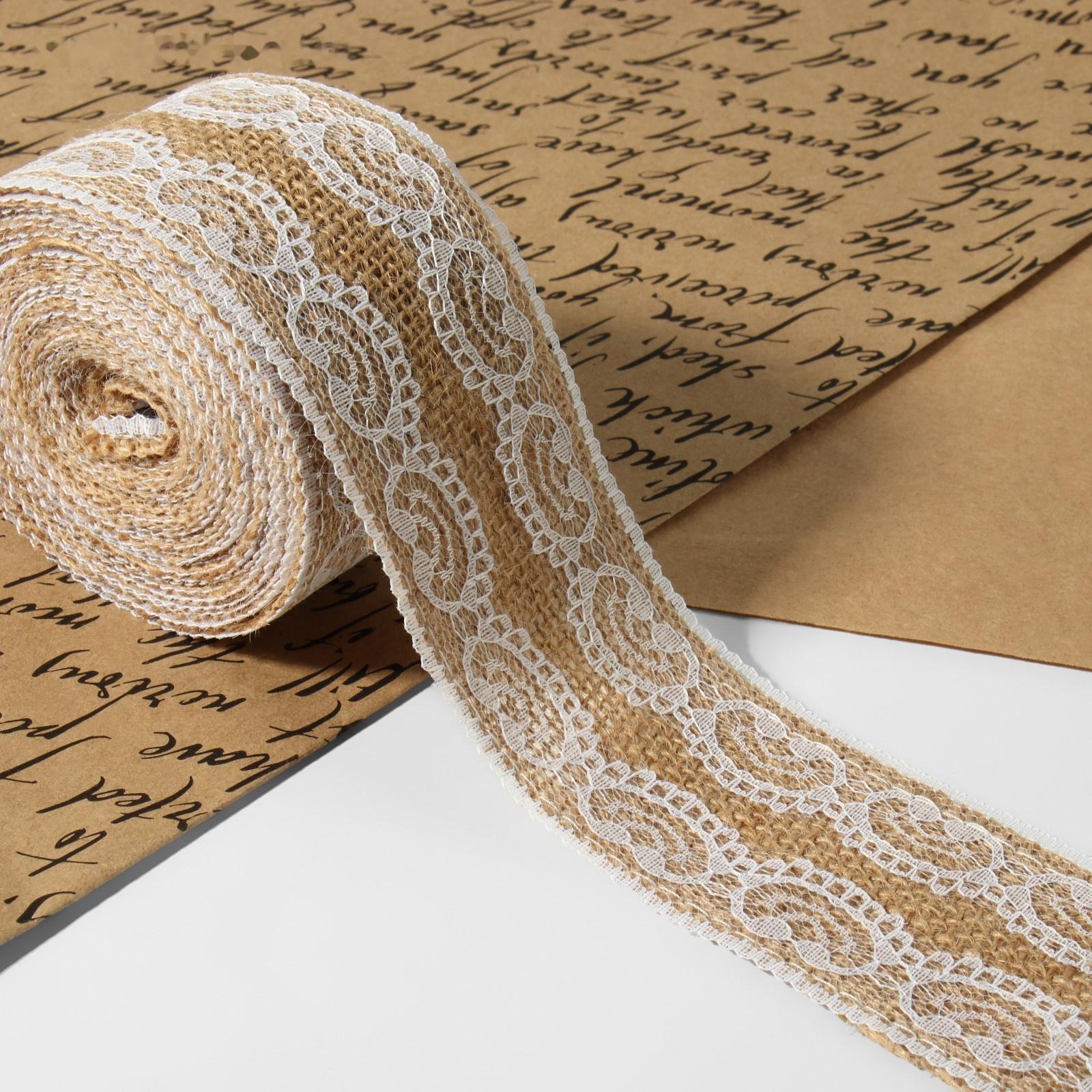 Лента из джута «Кружево», 50 мм, 4,5 ± 0,5 м, цвет белый
