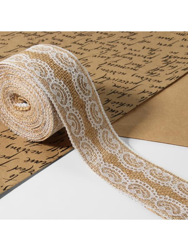 Лента из джута «Кружево», 50 мм, 4,5 ± 0,5 м, цвет белый