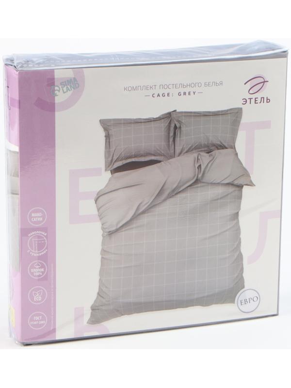 Постельное бельё Этель 2 сп Cage: grey, 175х215 см, 200х215 см, 50х70+3 см-2 шт, мако-сатин, 114г/м2