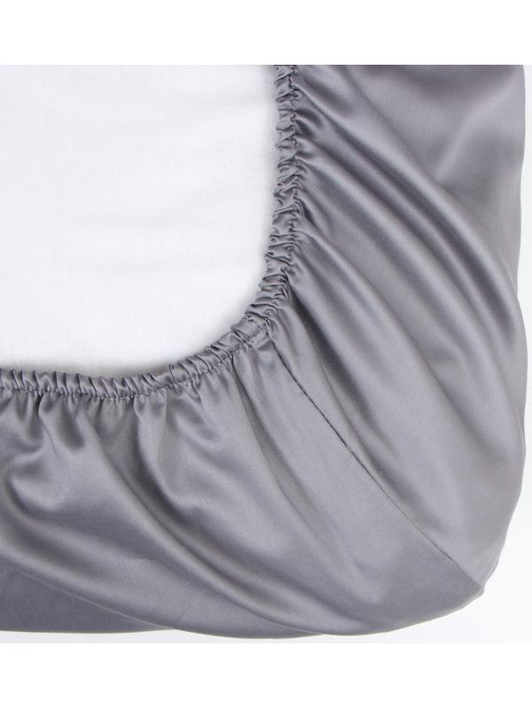 Простыня на резинке Этель 160*200*25 см, цв. серый,100% хлопок, мако-сатин, 114г/м2