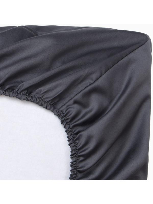 Простыня на резинке Этель 160*200*25 см, цв. темно-серый,100% хлопок, мако-сатин, 114г/м2