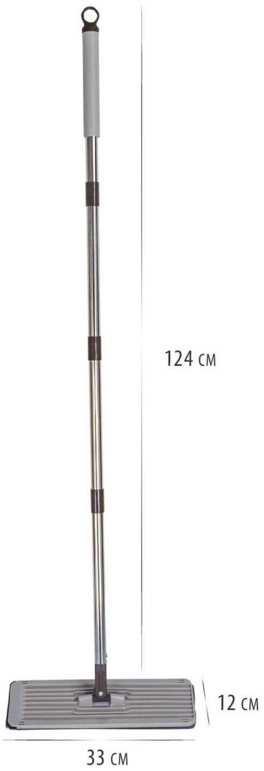 Набор для уборки ORION 2123: швабра, ведро с отжимом/полосканием, сменные насадки, 2 шт, 4 л, цвет серый