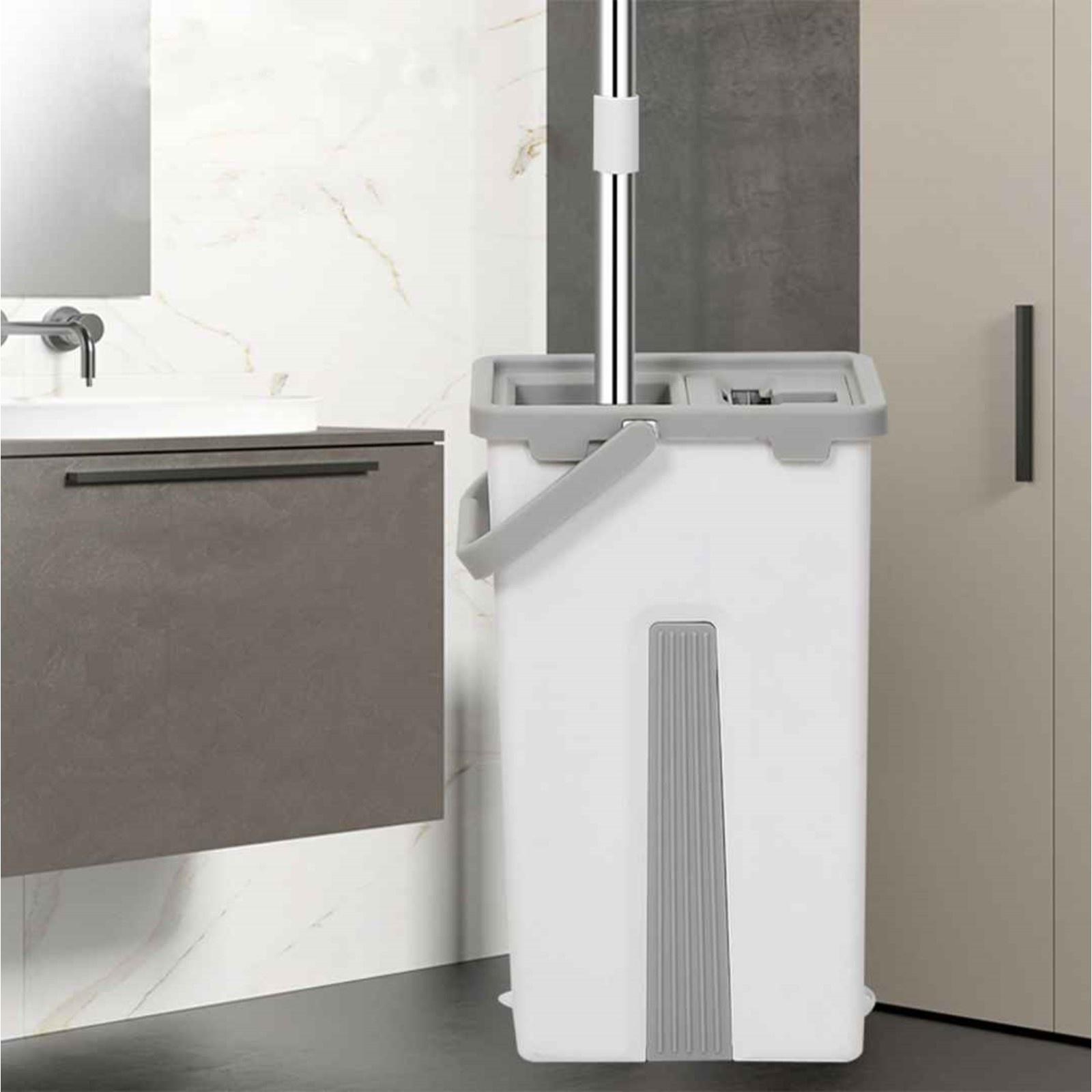 Набор для уборки ORION 2123: швабра, ведро с отжимом/полосканием, сменные насадки, 2 шт, 4 л, цвет серый