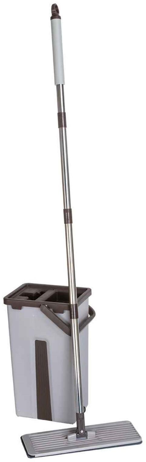 Набор для уборки ORION 2123: швабра, ведро с отжимом/полосканием, сменные насадки, 2 шт, 4 л, цвет серый