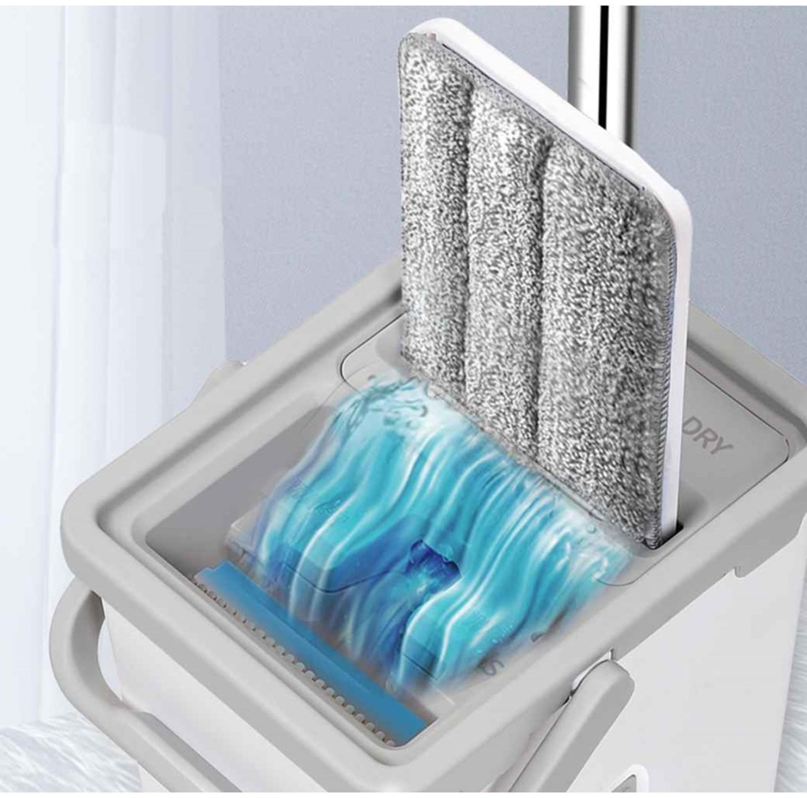 Набор для уборки ORION 2123: швабра, ведро с отжимом/полосканием, сменные насадки, 2 шт, 4 л, цвет серый