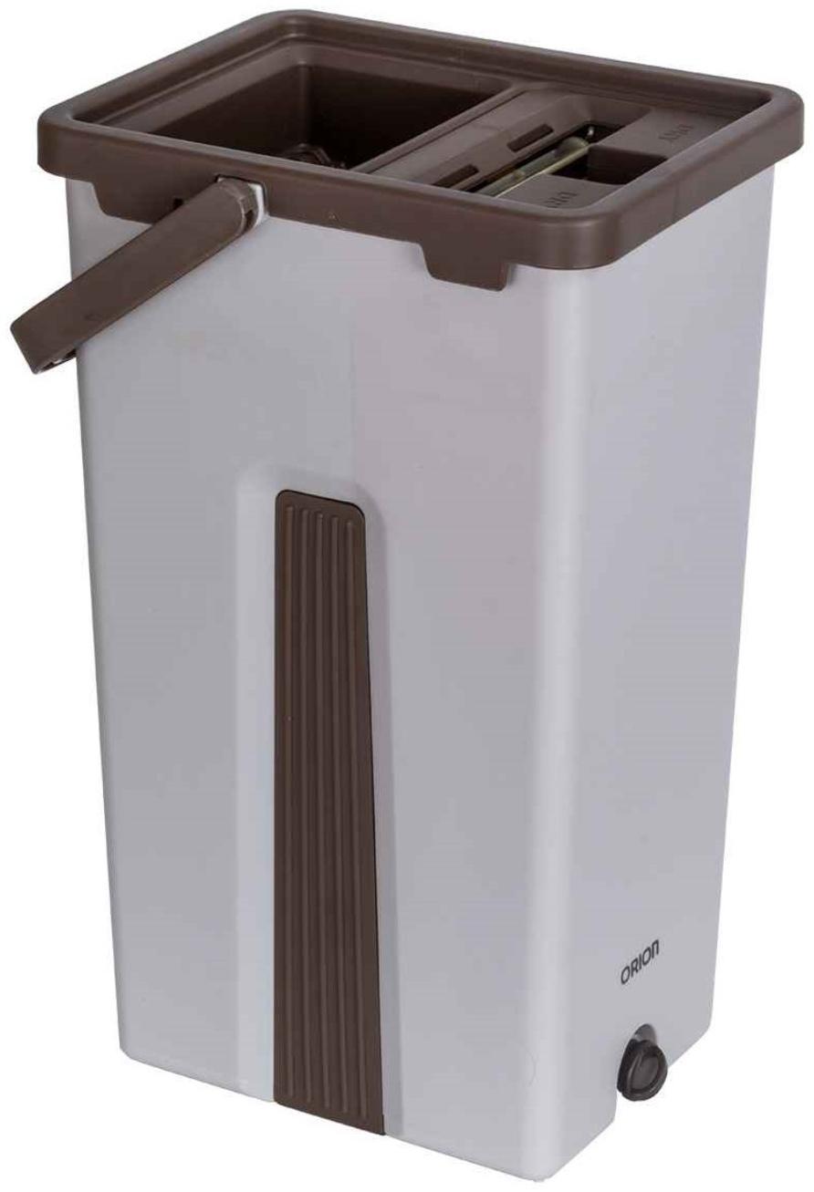 Набор для уборки ORION 2123: швабра, ведро с отжимом/полосканием, сменные насадки, 2 шт, 4 л, цвет серый