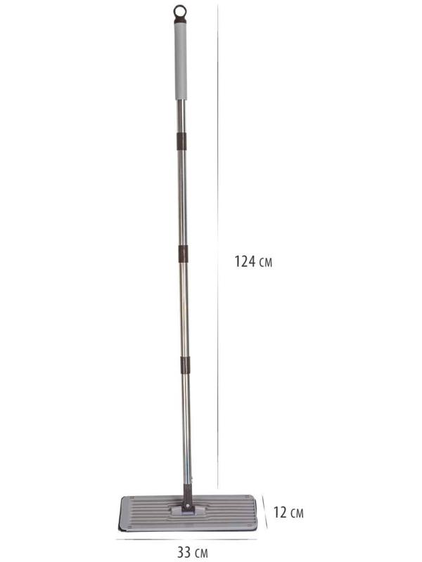 Набор для уборки ORION 2123: швабра, ведро с отжимом/полосканием, сменные насадки, 2 шт, 4 л, цвет серый