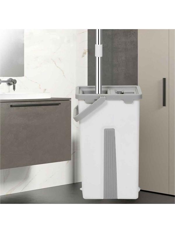 Набор для уборки ORION 2123: швабра, ведро с отжимом/полосканием, сменные насадки, 2 шт, 4 л, цвет серый