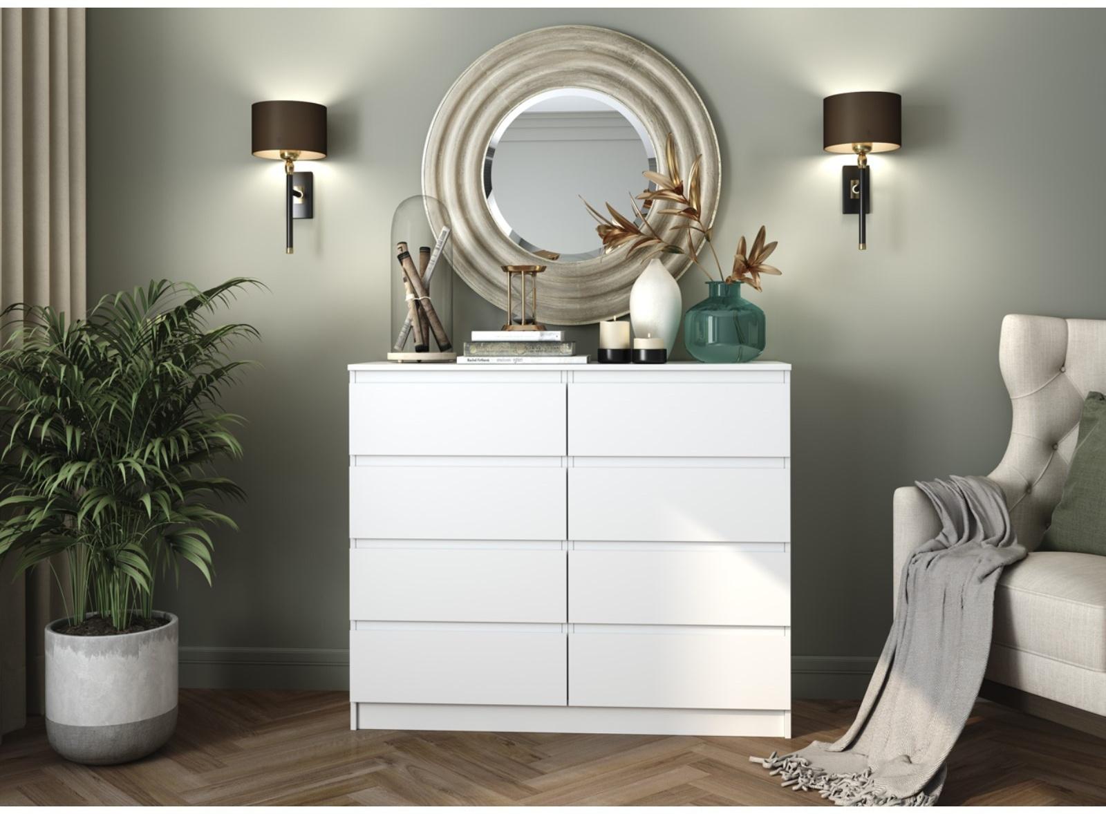 Комод Мори 8 ящиков, 1204х404х990, Белый