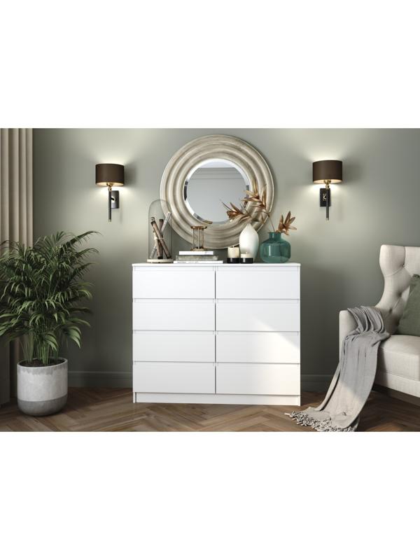 Комод Мори 8 ящиков, 1204х404х990, Белый