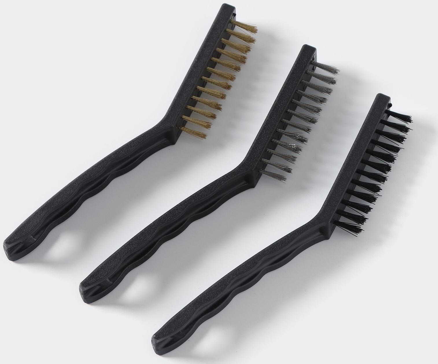 Набор щёток универсальных, 3 шт, 21×2×2,5 см, рабочая часть 8,5×1,5×1,5 см, цвет чёрный