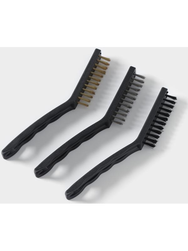 Набор щёток универсальных, 3 шт, 21×2×2,5 см, рабочая часть 8,5×1,5×1,5 см, цвет чёрный