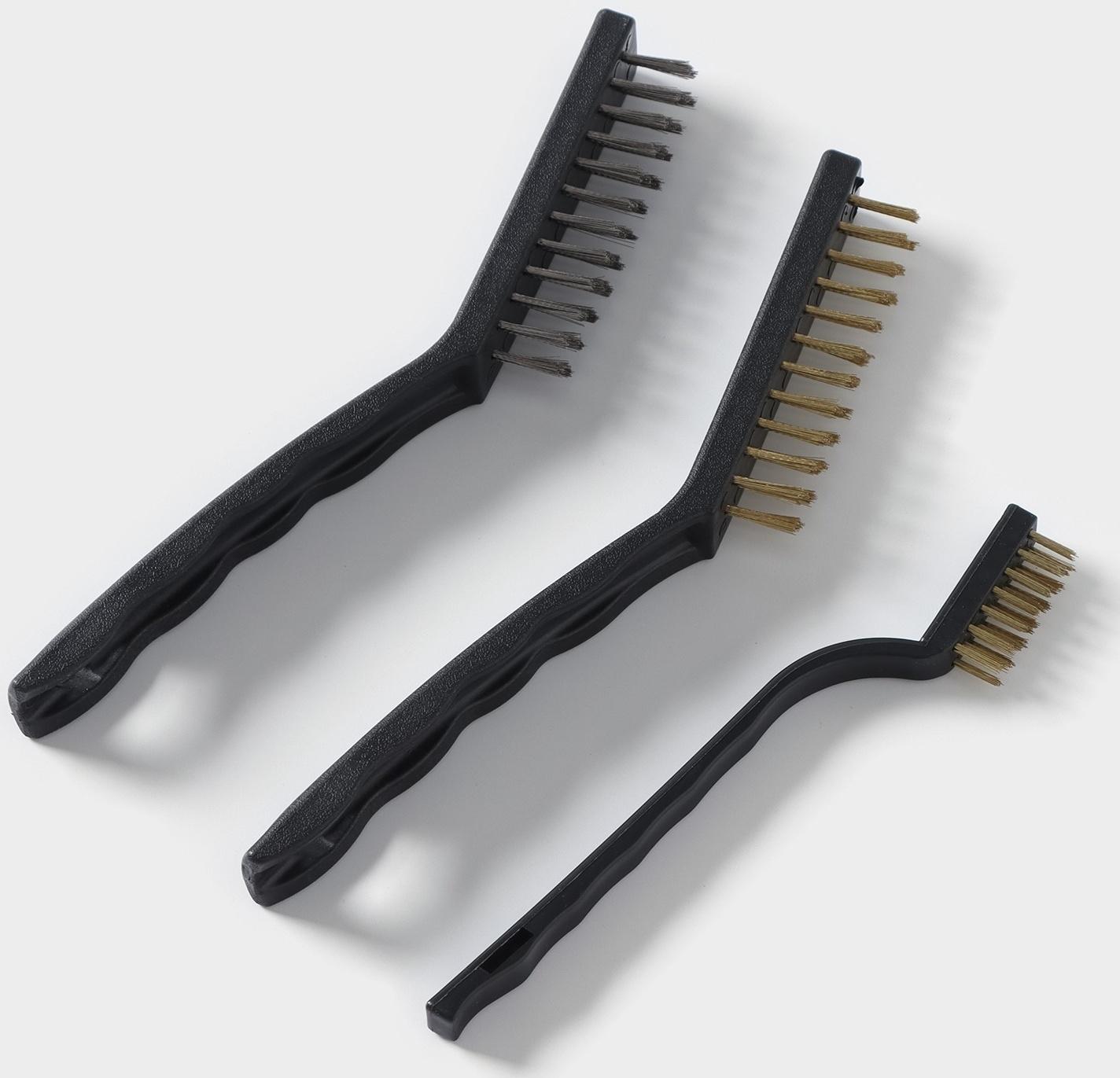 Набор щёток универсальных, 3 шт: 2 шт - 21×2×2,5 см, 1 шт - 16,5×1×1,8 см, цвет чёрный