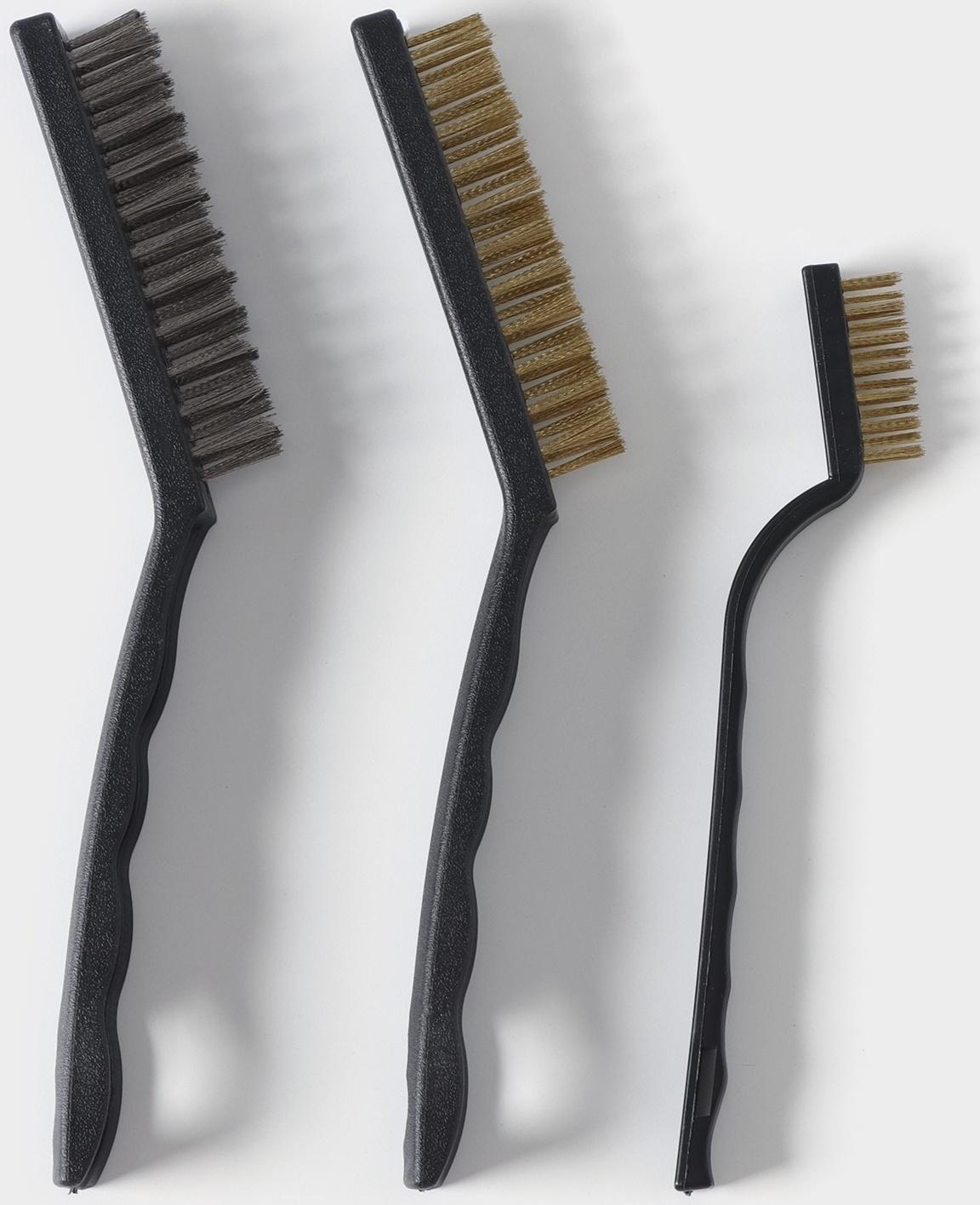 Набор щёток универсальных, 3 шт: 2 шт - 21×2×2,5 см, 1 шт - 16,5×1×1,8 см, цвет чёрный