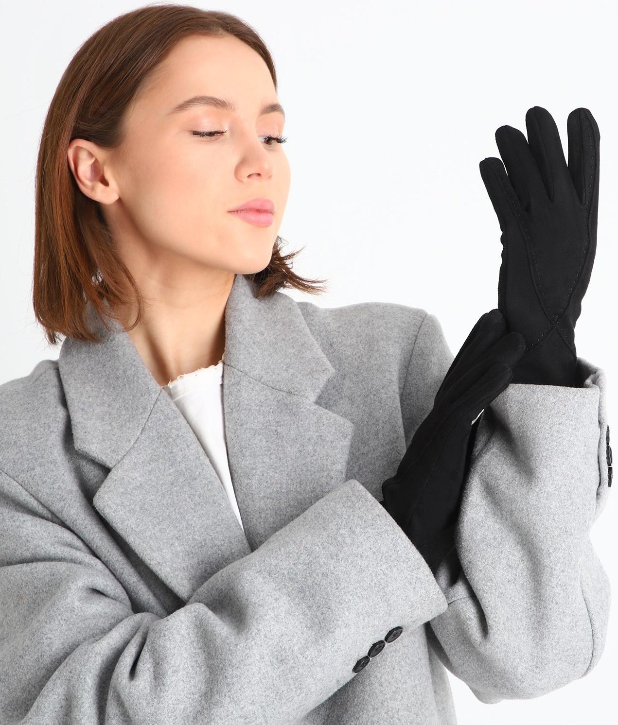 Перчатки женские, безразмерные, без утеплителя, цвет чёрный