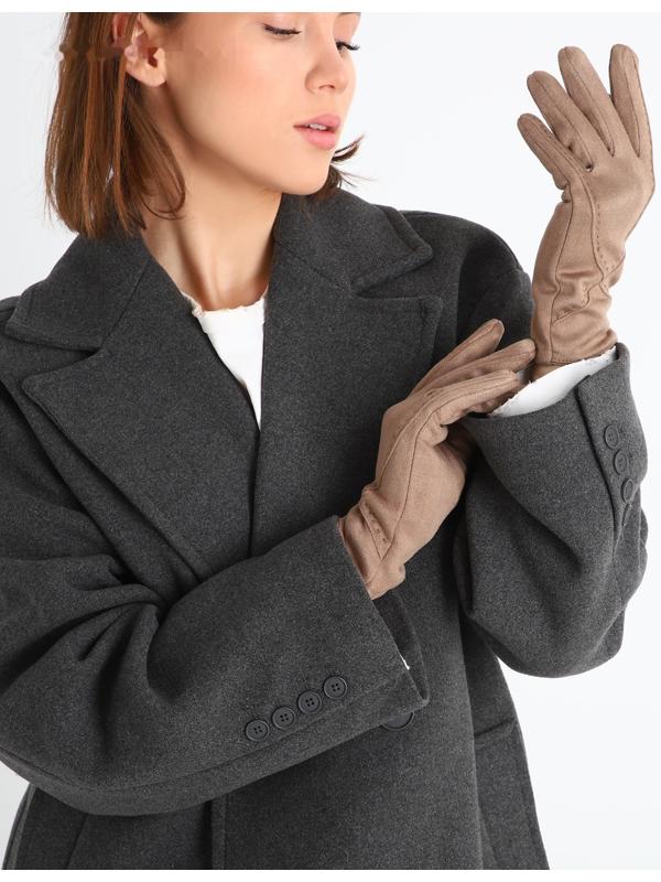 Перчатки женские, безразмерные, без утеплителя, цвет бежевый