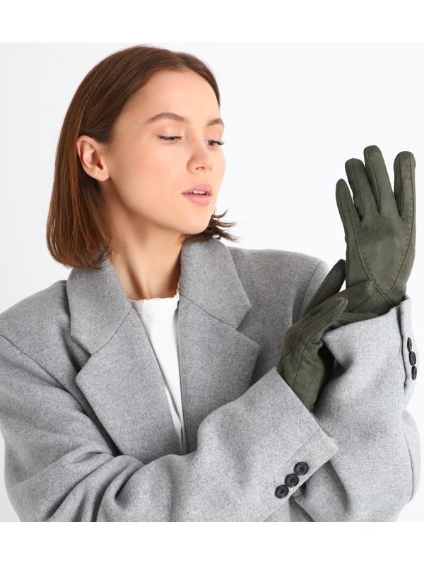 Перчатки женские, безразмерные, без утеплителя, цвет хаки