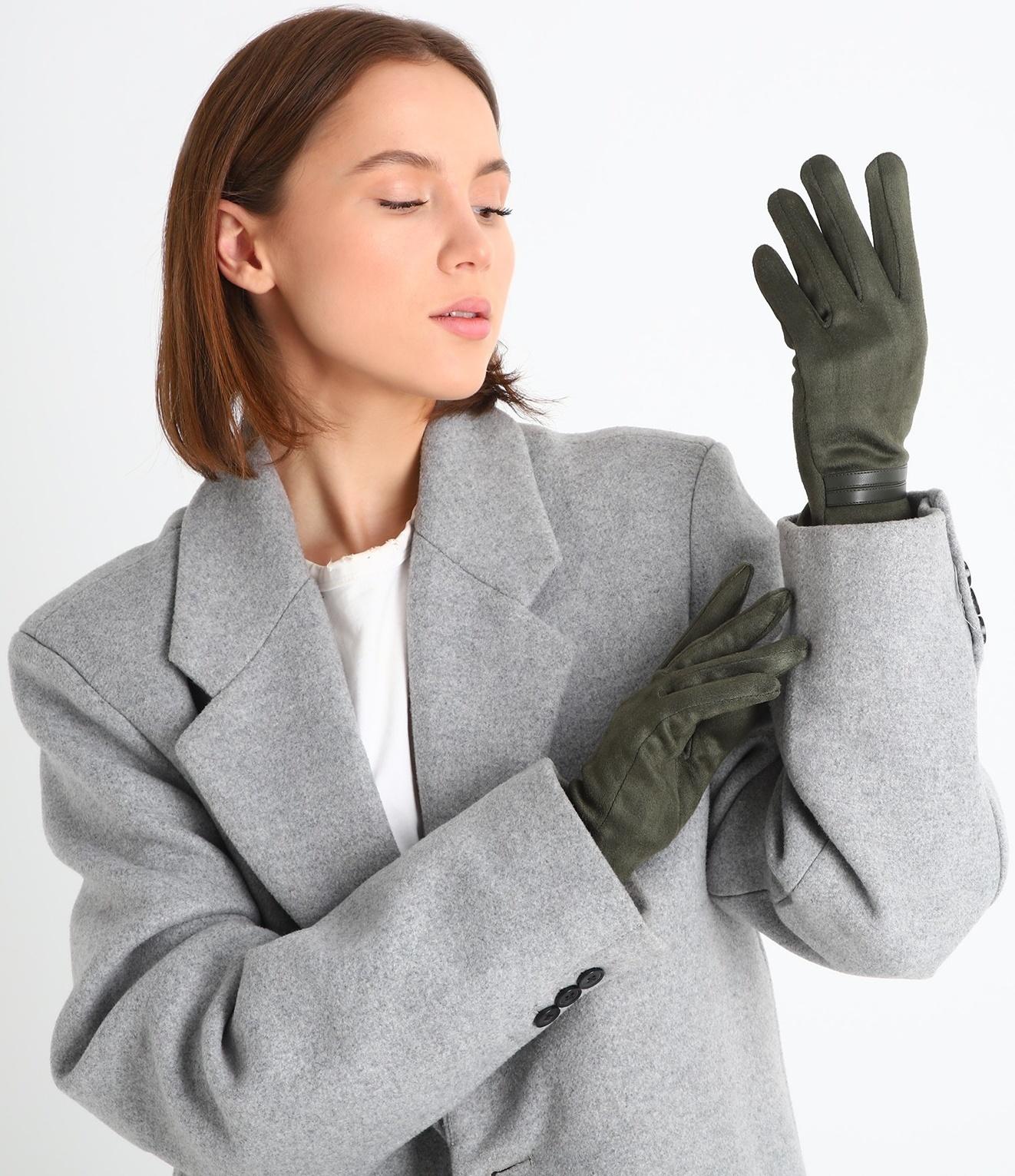 Перчатки женские, безразмерные, без утеплителя, цвет хаки