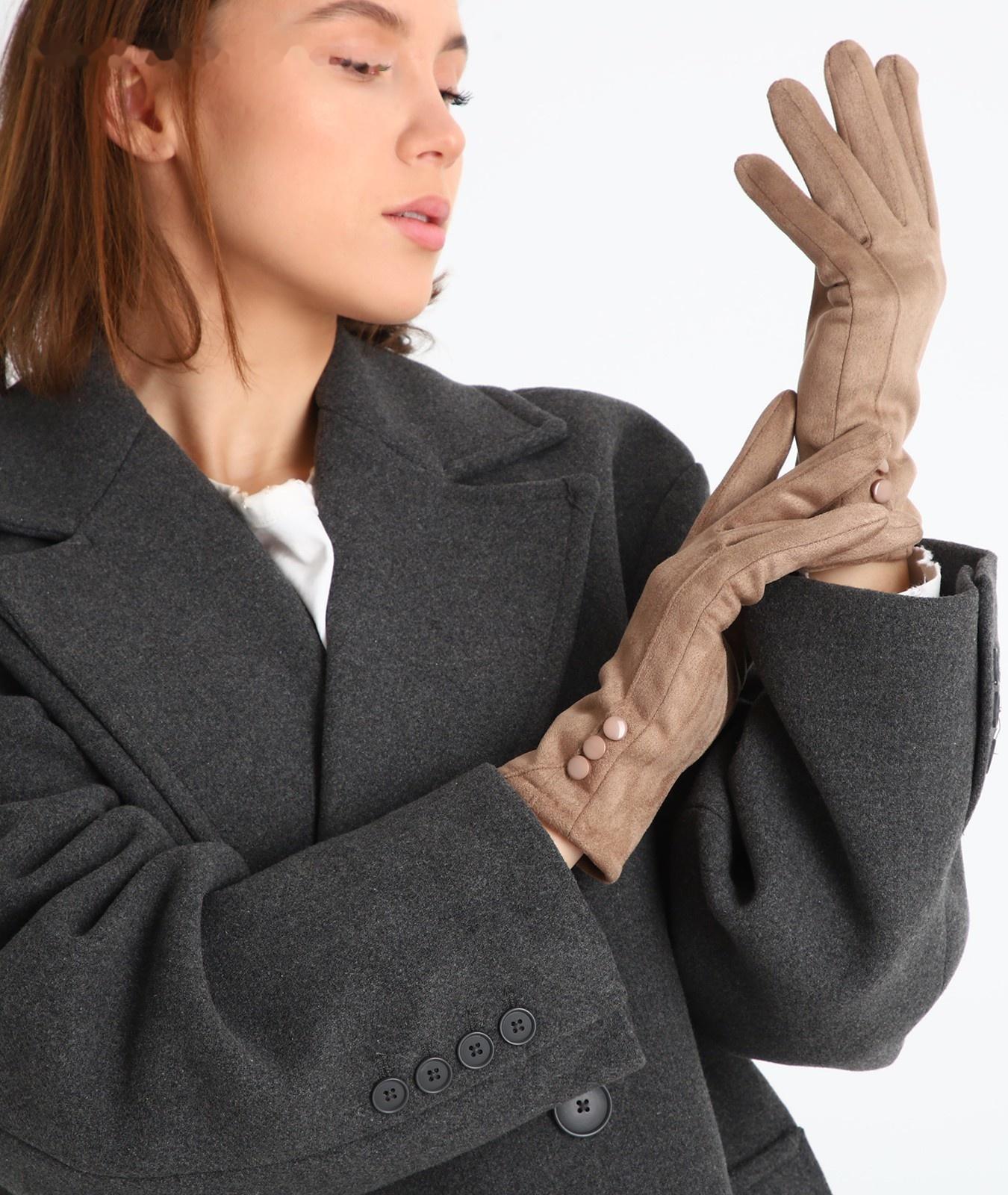 Перчатки женские, безразмерные, без утеплителя, цвет бежевый