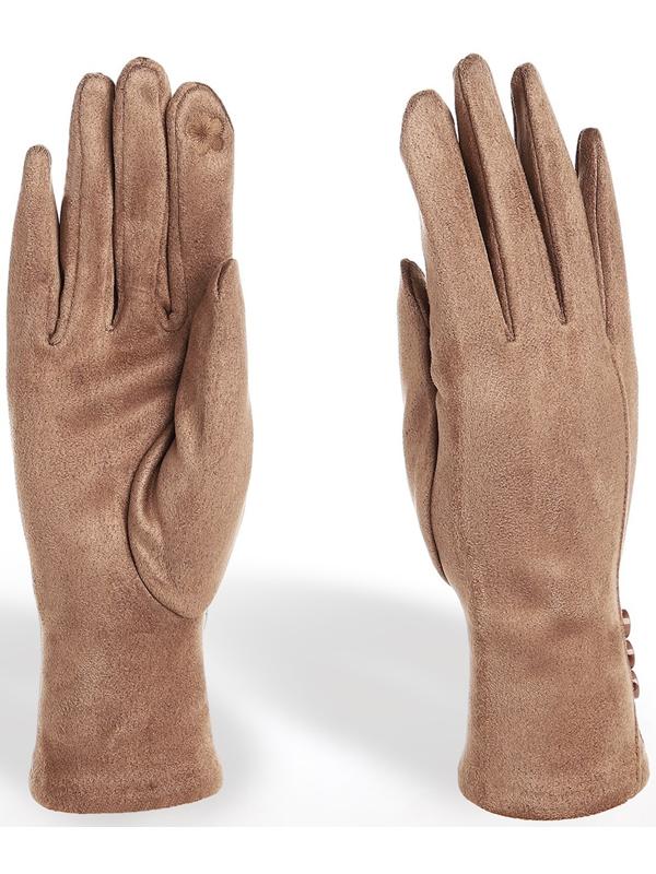 Перчатки женские, безразмерные, без утеплителя, цвет бежевый
