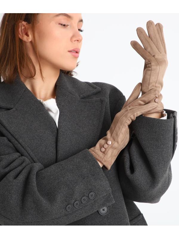 Перчатки женские, безразмерные, без утеплителя, цвет бежевый