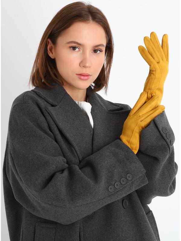 Перчатки женские, безразмерные, без утеплителя, цвет горчичный