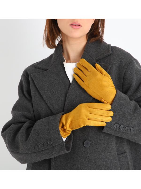 Перчатки женские, безразмерные, без утеплителя, цвет горчичный