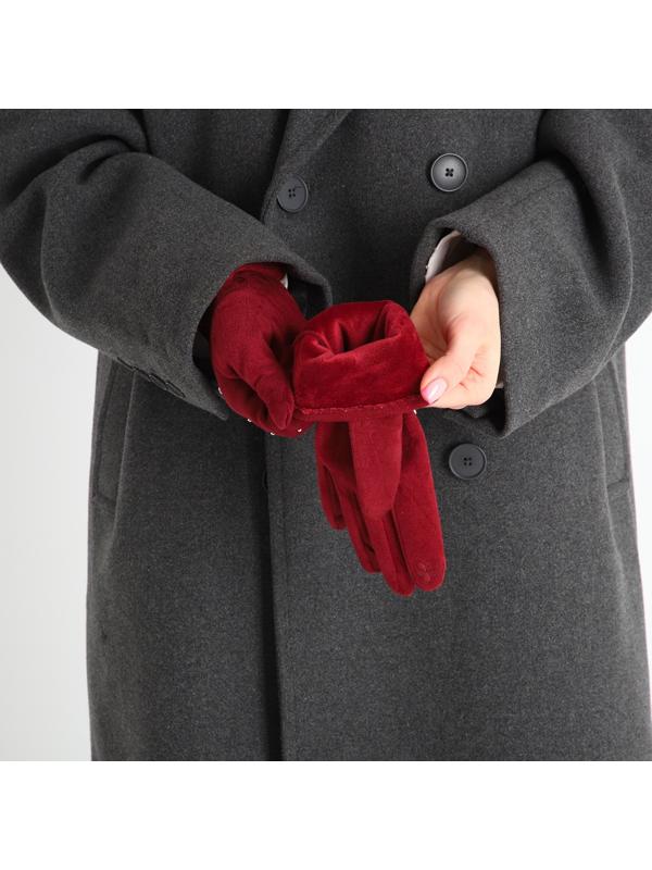 Перчатки женские, безразмерные, без утеплителя, цвет бордовый