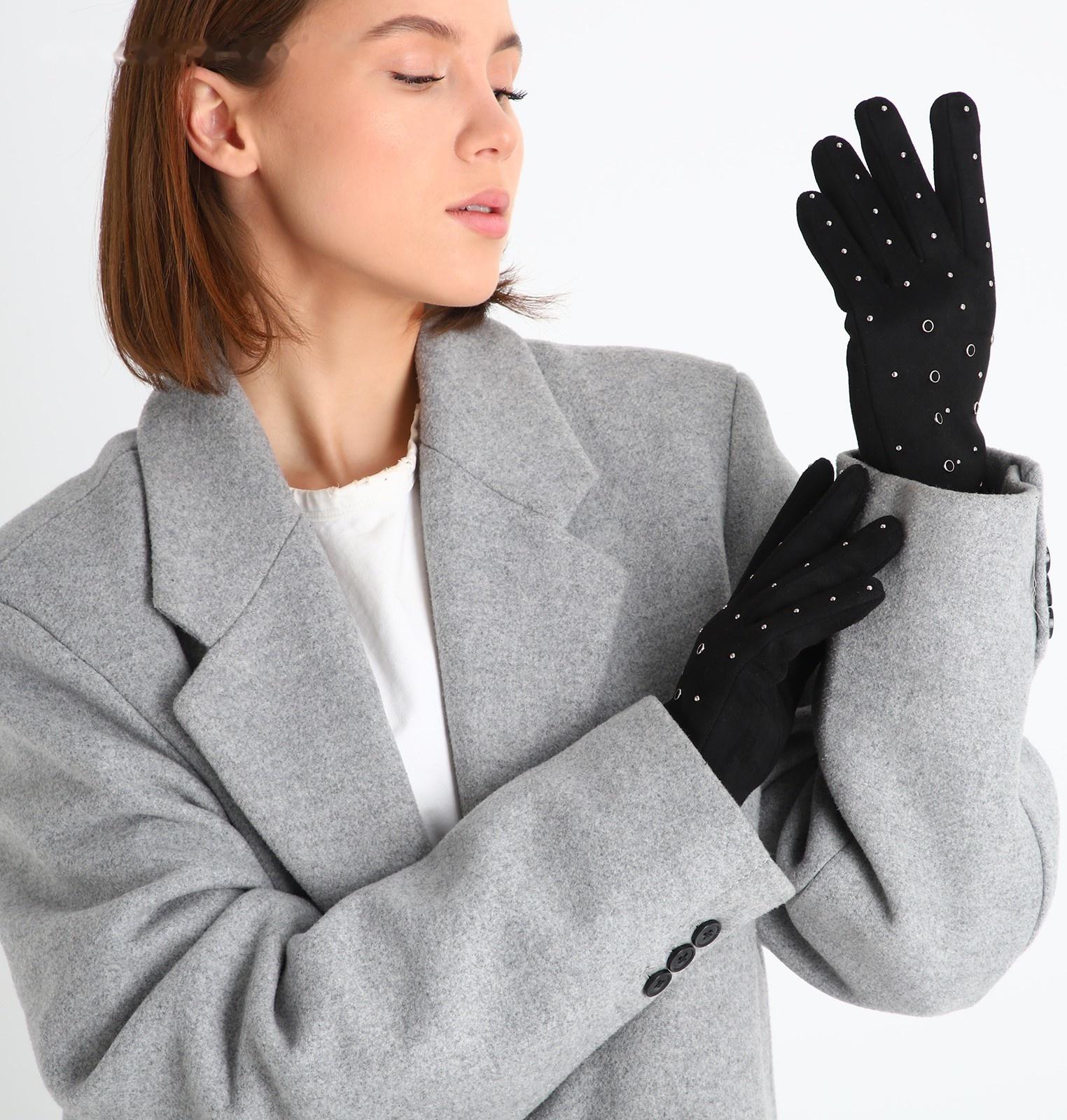 Перчатки женские, безразмерные, без утеплителя, цвет чёрный