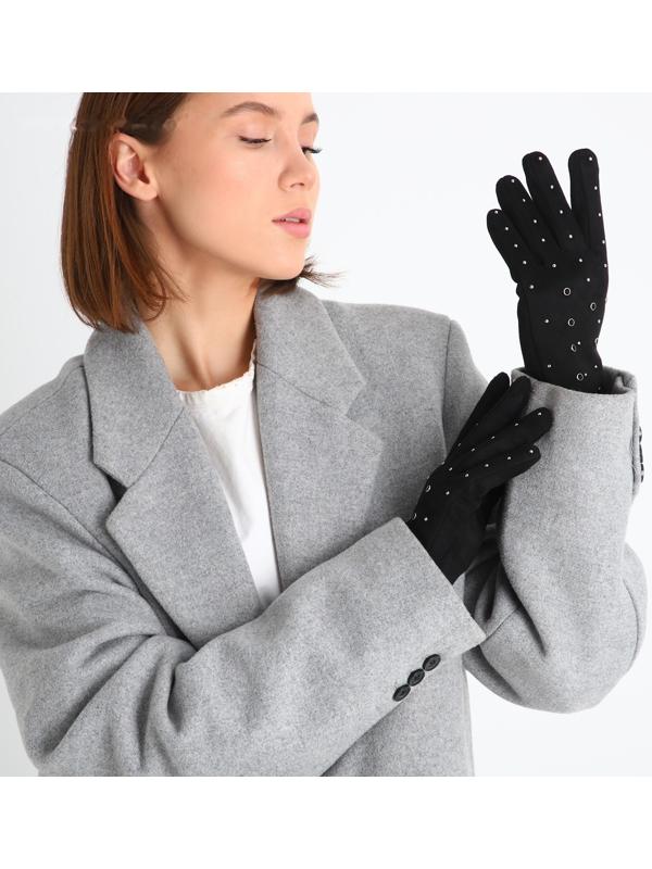 Перчатки женские, безразмерные, без утеплителя, цвет чёрный
