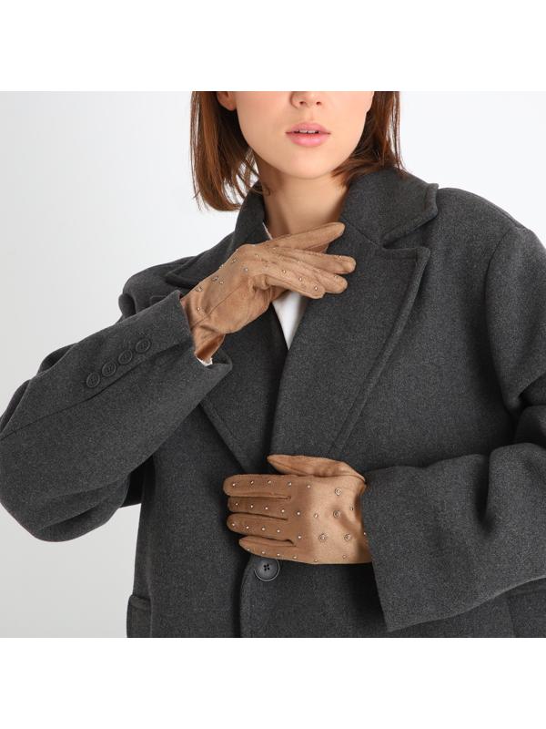 Перчатки женские, безразмерные, без утеплителя, цвет бежевый