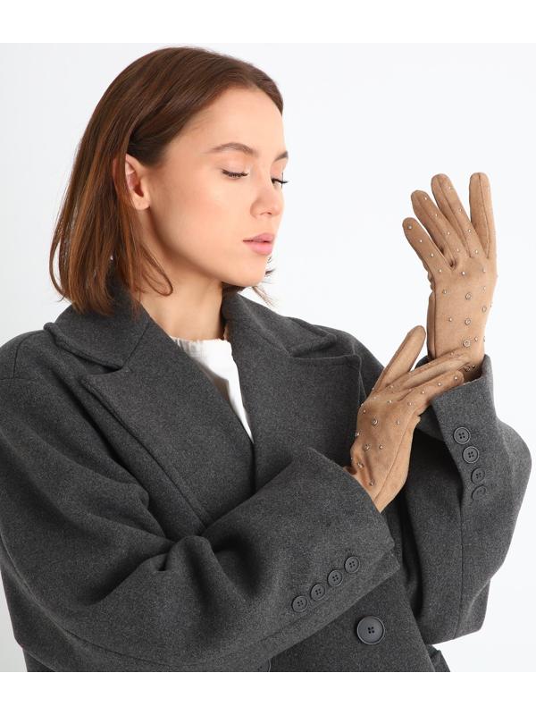 Перчатки женские, безразмерные, без утеплителя, цвет бежевый