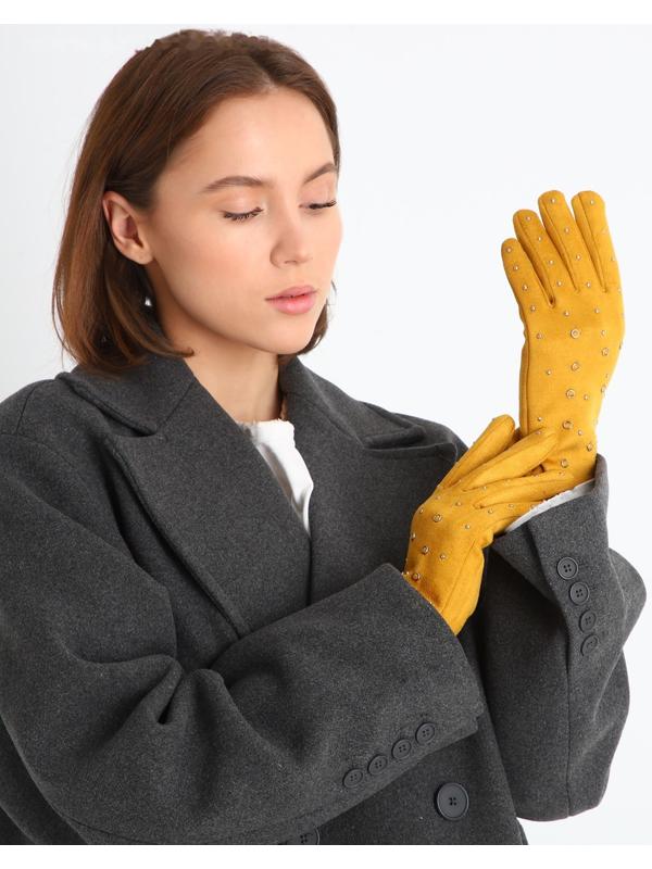 Перчатки женские, безразмерные, без утеплителя, цвет горчичный