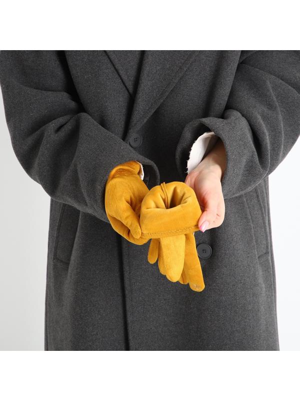 Перчатки женские, безразмерные, без утеплителя, цвет горчичный