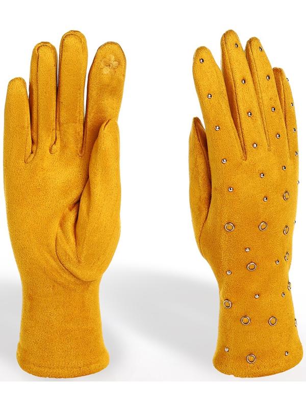 Перчатки женские, безразмерные, без утеплителя, цвет горчичный
