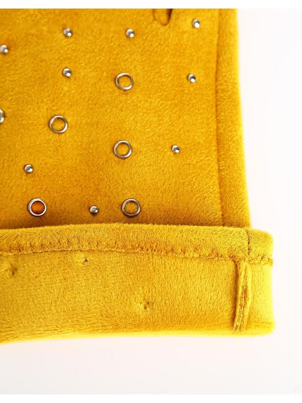 Перчатки женские, безразмерные, без утеплителя, цвет горчичный