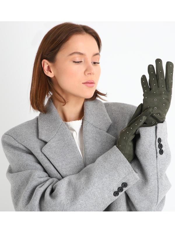 Перчатки женские, безразмерные, без утеплителя, цвет хаки