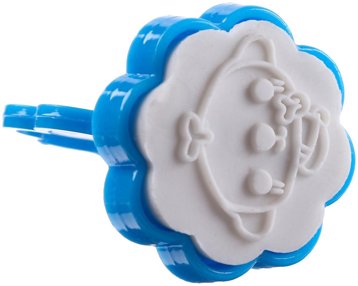 Набор для рисования: печать 3 шт., штемпельная подушка, карандаш 7 цветов, цвет голубой